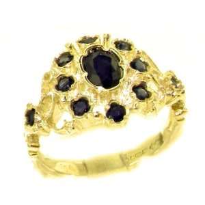 Unusual Solid Yellow Gold Natural Sapphire Ring with English Hallmarks 