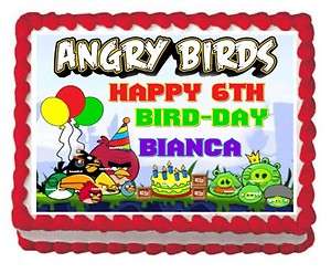 Angry Birds Happy Birthday Edible Frosting Sheet Image Party Cake 