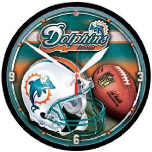  Miami Dolphins NFL Round Wall Clock: Sports & Outdoors
