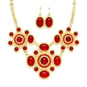  Sparkles Fashion Necklace   Red Necklace and Earring SET 