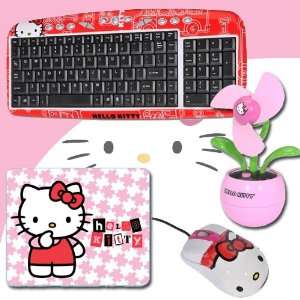  Kitty USB Optical Mouse #81309 + Hello Kitty Desktop USB Fan (Pink 