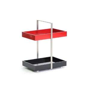   Zuna Black and Red Wheeled Modern End Table Tray Table