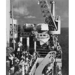  1948 Navy spectators watching atomic bomb blast from ship 