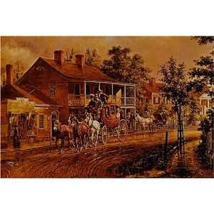  Coach Coming around the Bend by Edward Lamson Henry, 17 x 