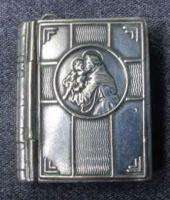 ANTIQUE SAINT ANTHONY SILVER PLATED BOOK LOCKET ROSARY BOX RELIQUARY 
