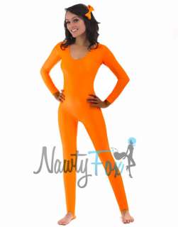 Neon Orange Spandex 60S 70S Dance Unitard,Bodysuit Holiday Costume S 