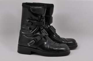 Gucci Black Leather Post Apocalyptic Motorcycle Biker Boots Size 40 