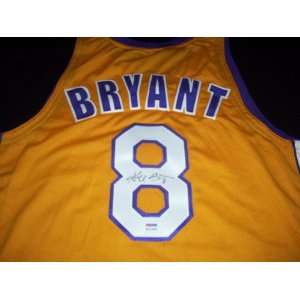   Kobe Bryant Autograph Custom Throwback Los Angeles Gold Lakers Jersey