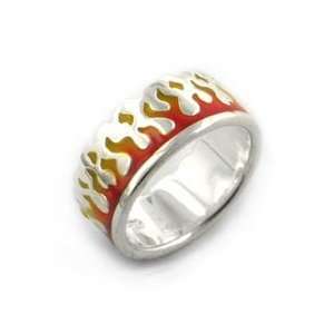 Unique Ring of Flames Sterling Silver Burning Fire Band Size 15(Sizes 