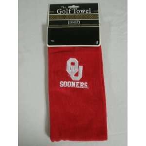  Oklahoma Sooners College Golf Towel Red Trifold NEW 