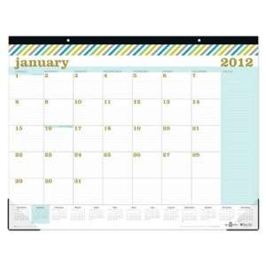   Blue Sky Egg Press Stripes Monthly Desk Pad 22 X 17: Office Products