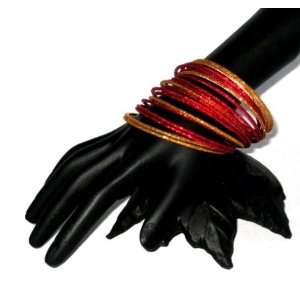  Aamaal Metal Bangles Gold/Red Jewelry