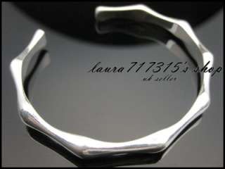 UK New 925 Silver Bamboo Shoots opening Bracelet Bangle medium 
