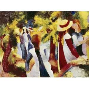  Girls Among Trees by August Macke. Size 22.00 X 16.38 Art 