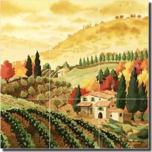 Farmhouse by Robin Wethe Altman   Tuscan Landscape Ceramic Tile Mural 