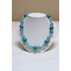    Translucent Turquoise Glass Beads with Czech Beads 