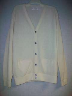 Vintage Mens Arnold Palmer Cardigan Sweater sz M Cream Color Orlon 