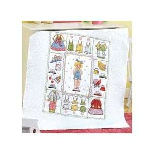  Pretty Paper Doll Baby Quilt Top Stamped Cross Stitch Kit 