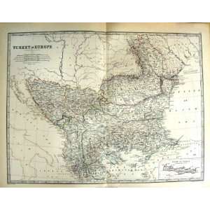   JOHNSTON ANTIQUE MAP 1888 TURKEY EUROPE CRETE CANDIA