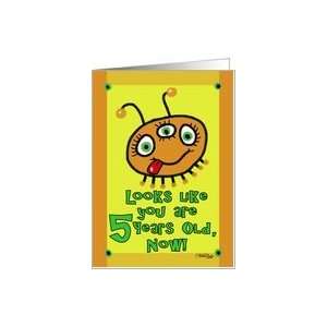  Orange Alien  5th Birthday Card: Toys & Games