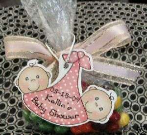 Baby Shower Party Favor Gift Tags/Polka Dots TWINS UNIQ  