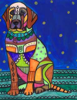   Mouth Cur Art Signed Print Pop ART Dogs Abstract Folk Art Painting