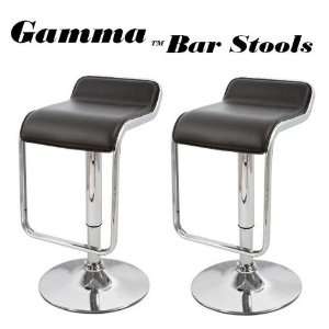  Gamma Adjustable Synthetic Leather Bar Stools   Black (Set 
