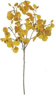 Set 6 Artificial Aspen Leaf Branch Yellow Gold Spray  