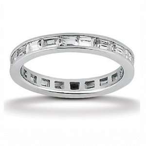   Jewelry Sterling Silver Baguette CZ Wedding Band Ring   7: Jewelry
