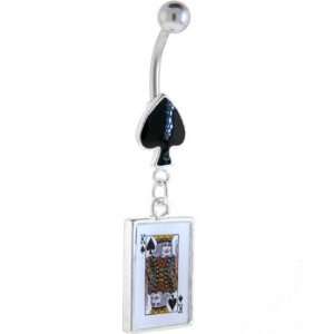  King of Spades Playing Card Dangle Belly Ring: Jewelry