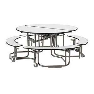  Uniframe Mobile Cafeteria Table Round   White Nebula Top 