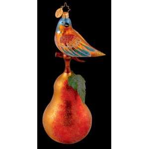 RADKO PERFECT PAIR Partridge Bird & Pear Glass Ornament  