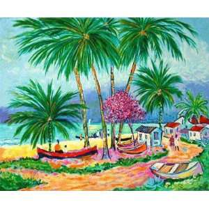  Barques de Peche en Guadeloupe by Jean claude Picot, 28x23 