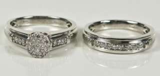 Designer .33ctw Genuine H VS Diamond Engagement Wedding Set Sterling 