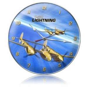  P 38 Lightning Ocean Vintage Metal Clock Military