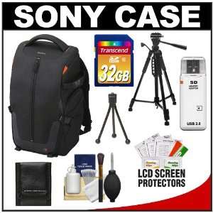  Soft Digital SLR Camera Backpack Carrying Case (Black) with 32GB SD 