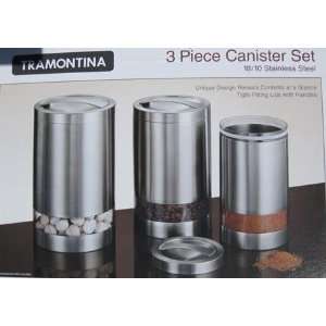  Tramontina 3 Piece Canister Set with Glass View Window and 