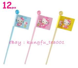 12pcs Hello Kitty Flag Food Picks Bento Accessories Party Decorate 