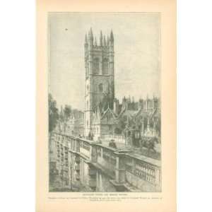  1899 Print Magdalen Tower Bridge Oxford England 