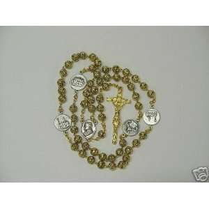  15.5 Basilica Gold Plated Rose Bud Bead Rosary 