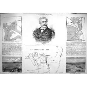  1883 FERDINAND LESSEPS SUEZ CANAL PELUSIUM HARBOUR SAID 
