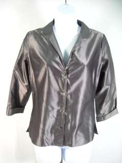 COLLECTION MIN LEE Gray Silver Silk Blouse Shirt Sz S  