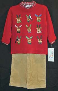 KIDS BOYS 3 PC CHRISTMAS SWEATER OUTFIT SZ 2T NWT  