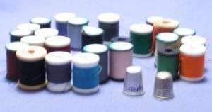 SEWING THREAD MIX COLORS 25 IN LOT W/ 2 THIMBLES  