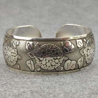   Vintage Carved Tibet Silver Awesome Tortoise Bangle Bracelet aw1872