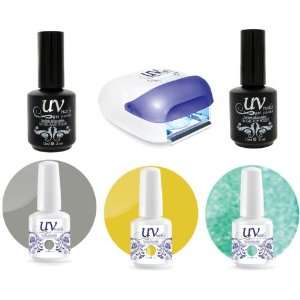 UV Nails Gel Uv Lamp Pro + Base & Top Coat + 3 polishes set Sporty Day 