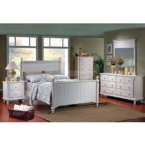  Pottery Queen Panel 5pc Bedroom Set in White