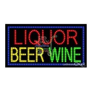 Liquor Beer Wine LED Business Sign 17 Tall x 32 Wide x 1 Deep