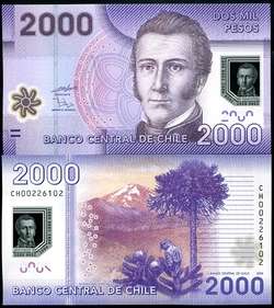 CHILE 2000 2,000 PESOS 2010 POLYMER UNC  