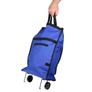 Rolling Grocery Cart Tote Bag Folding Blue Laundry 20 Pull Wheel 
